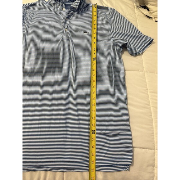 Vineyard Vines Performance Polo Shirt Men Medium Blue White Striped Stretch Golf - Picture 6 of 6